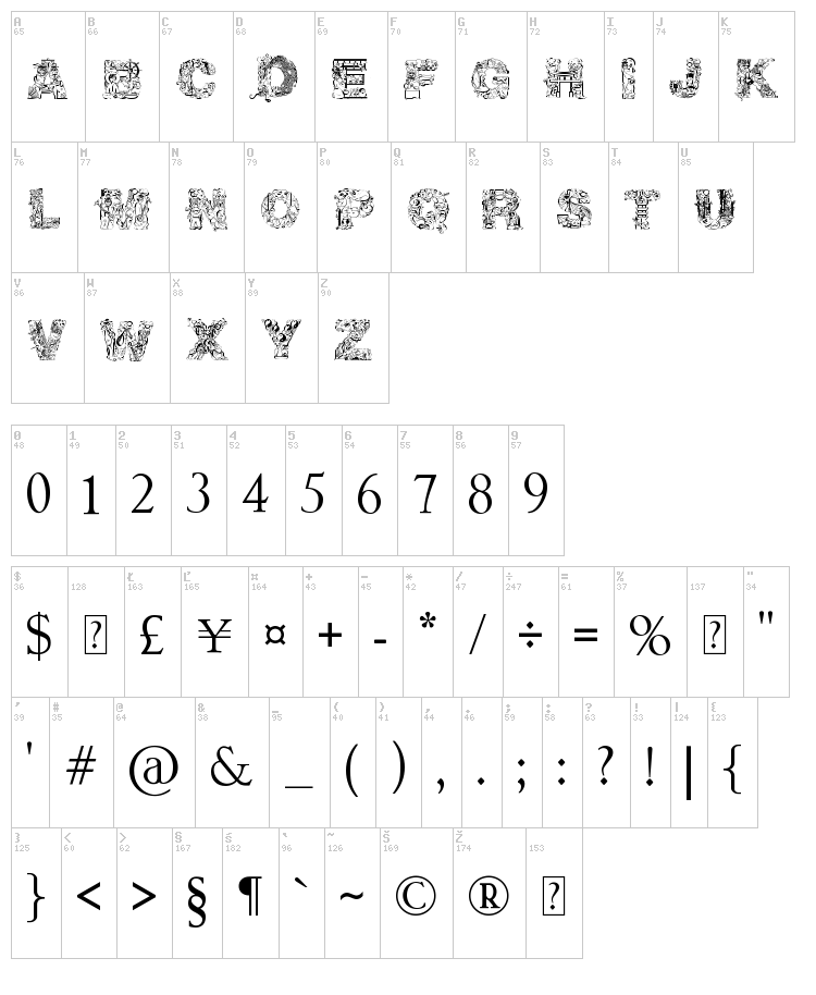 Irasuto Ji font map